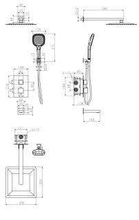 Душевая система скрытого монтажа Grocenberg GB5050GO с Термостатом Vernet (Франция) Золото
