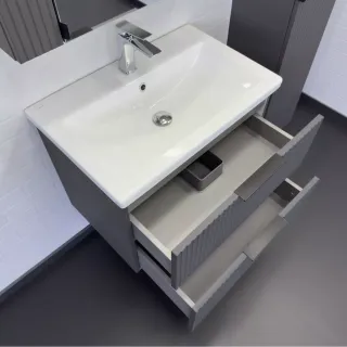 Тумба-умывальник Comforty Лима-70П2 антрацит с раковиной Como 70