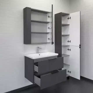 Тумба-умывальник Comforty Лима-70П2 антрацит с раковиной Como 70