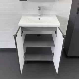 Тумба-умывальник Comforty Лима-60Н антрацит с раковиной Como 60