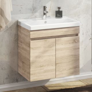 Comforty Тумба-умывальник "Тромсе-60" дуб сонома с раковиной Fest 60 F01