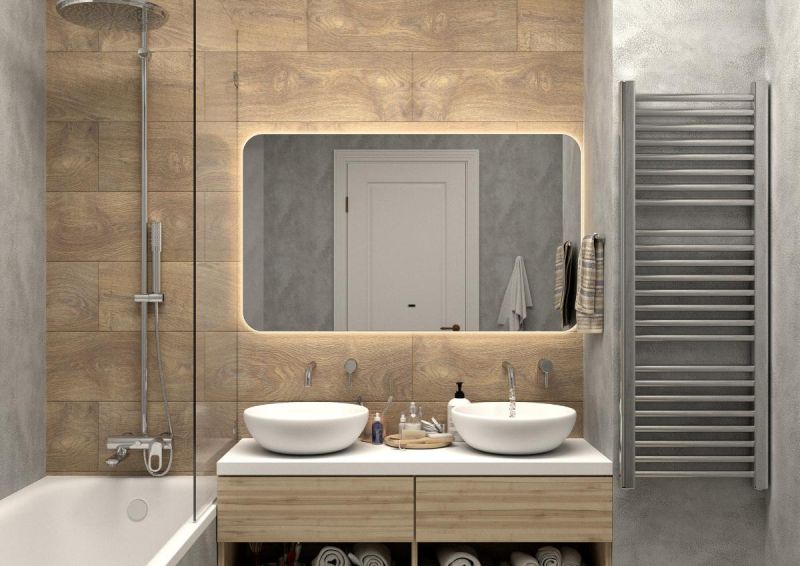 Зеркало с подсветкой Continent Burzhe ЗЛП3530 с бесконтактным сенсором 120см