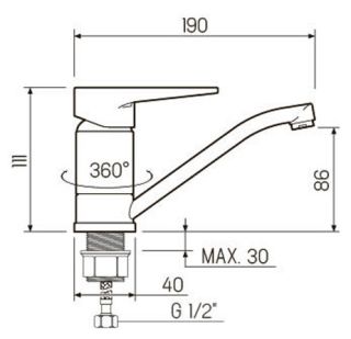 Смеситель для кухни РМС SL141-004F-15 хром