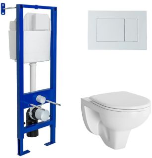 Комплект Berges 4в1 042430: инсталляция ATOM410 кнопка белая унитаз Gamma сиденье микролифт