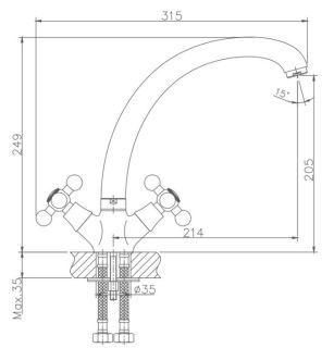 Смеситель для кухни Haiba HB4719-5 сатин
