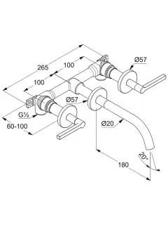 Смеситель для раковины Kludi Nova Fonte Puristic 20144N215 сталь оружейная брашированная