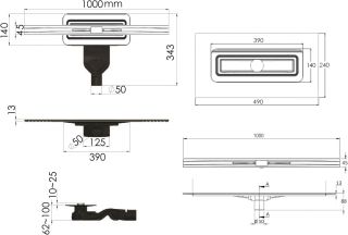 Душевой лоток Berges Wasserhaus Simpel 090113 100 Матовый хром