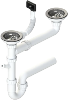 Одинарный сифон Alveus 1130554 с одним переливом 2XSL 114-PP-114