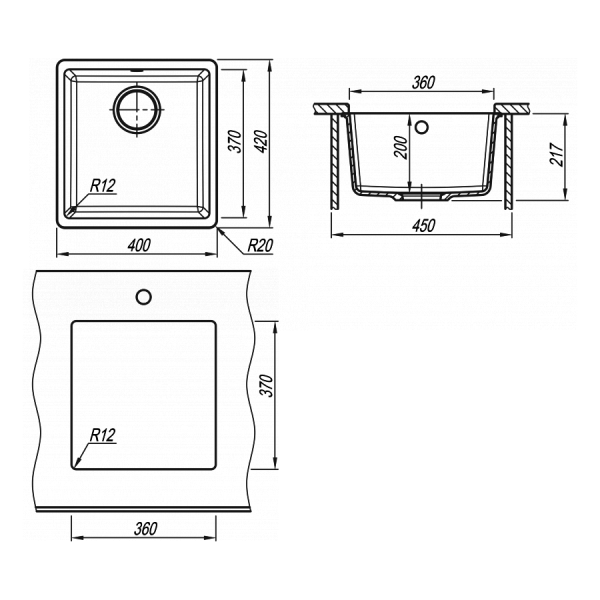 Кухонная мойка Florentina Вега 360 серый шёлк