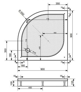 Экран для поддона Эстет Омега ФР-00000890 90x90см