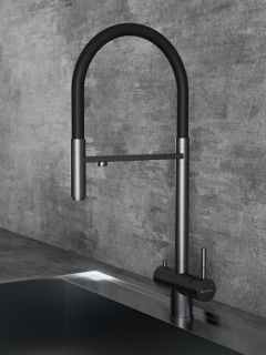 Смеситель для кухни с подключением фильтра Knotlor SS-16/GM, вороненая сталь