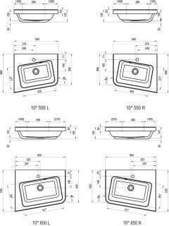 Раковина Ravak 10° 550 L XJIL1155000 левый