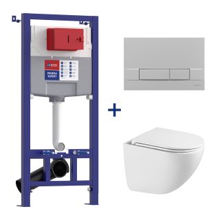 Комплект 3в1 100123433 инсталляция Lemark Peneda Expert с кнопкой смыва Bit хром матовый унитаз подвесной безободковый Glazer торнадо белый глянец