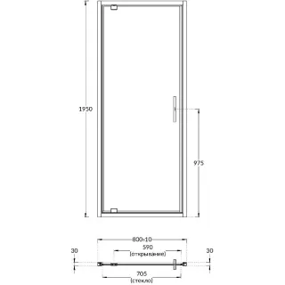 Душевая дверь Kerama Marazzi Vetro VE.80.PD.BLK.M 80 см стекло прозрачное профиль чёрнрый матовый
