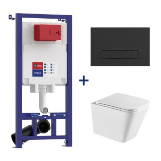 Комплект 3в1 100802420 инсталляция Lemark Peneda с кнопкой смыва Bit чёрный матовый унитаз подвесной безободковый Florex торнадо белый глянец