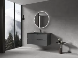 Подвесная тумба с раковиной Parly Spa Rhea80 чёрный матовый