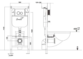 Инсталляция для унитаза Cerutti SPA CR557 с рамой повышенной коррозионной стойкости