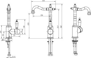Смеситель ля раковины Boheme Medici Ripresa бронза 302