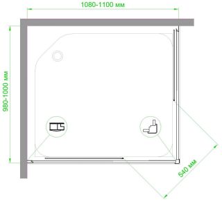 Душевой уголок Royal Bath HPD 110x100см чёрный RB1110HPD-C-BL