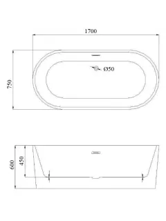 Ванна акриловая Ceruttispa TONIA170 CT11230 170x75 см отдельностоящая