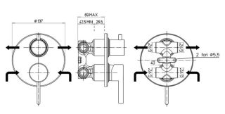 Встраиваемый смеситель для ванны Paini Brera 74CR6911 хром