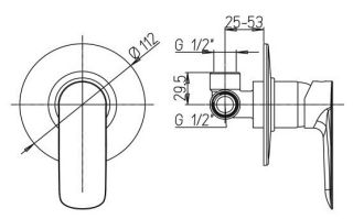Встраиваемый смеситель для душа Paini Nove 09YO690 чёрный матовый