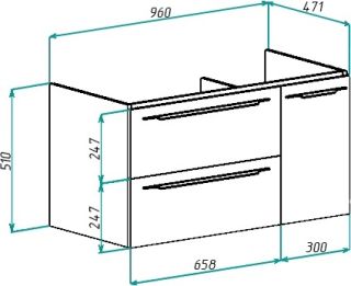Тумба под раковину Bellezza Луиджи 100см серый 00000007048