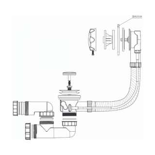 Слив-перелив для ванны BETTOSERB 125316 полуавтомат с поворотной ABS накладкой