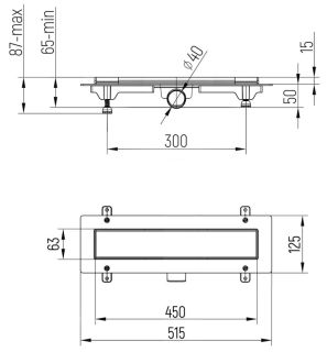 Душевой лоток Paini Line CH450L 45см хром глянец