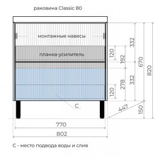 Тумба под раковину Style Line Стокгольм 80 ЛС-00002335 белый софт