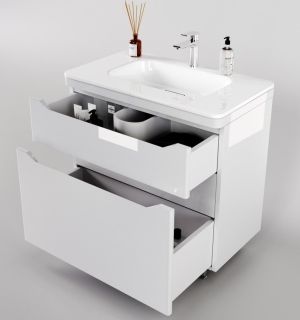 Тумба под раковину Style Line Марелла 80 Люкс Plus СС-00002402 белый глянец