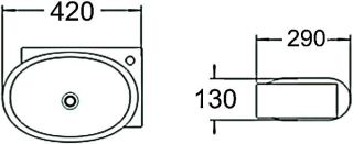 Раковина накладная SantiLine SL-2022L 42см левая белый
