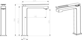 Смеситель для накладной раковины Boheme Q чёрный/синий 142-BUW
