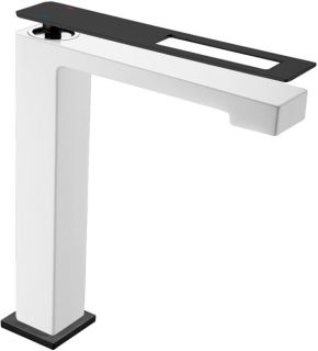 Смеситель для накладной раковины Boheme Q белый/чёрный 142-WB