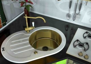 Мойка кухонная Zorg Inox Glass GL-7851-OV-WHITE-BRONZE