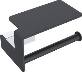 Держатель для туалетной бумаги Boheme Q с полкой чёрный/хром 10941-CR-B