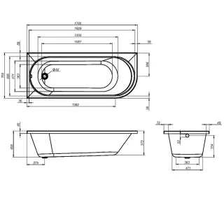 Ванна акриловая Am.Pm X-Joy W94A-170L70W-A 170x70 см левосторонняя белый