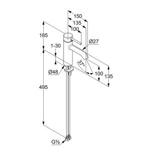 Смеситель для раковины Kludi Bozz 381980576WR4 хром
