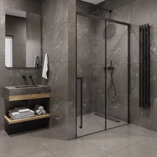 Душевая дверь в нишу Timo T57L 130 см левая чёрный