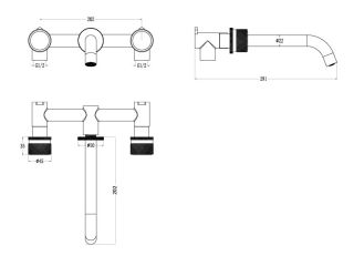 Встраиваемый смеситель для раковины Boheme Stick Spirale 152-2-SGM.4 оружейная сталь