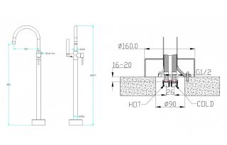 Напольный смеситель для ванны Boheme Uno 469-B чёрный