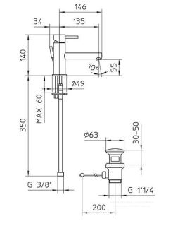 Смеситель для раковины Bossini Oki Z005301.073 чёрный матовый