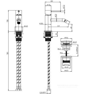 Смеситель для биде Bossini Teo Z00702.043 сатинированное золото