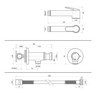 Гигиенический душ Bossini Paloma Brass Mixer Set E37005.030 хром