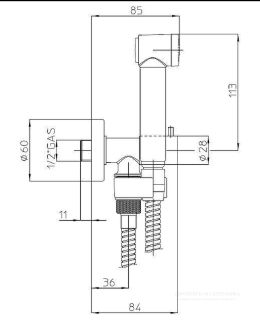Гигиенический душ Bossini Alexa-Brass Stop Valve E57001B.030 хром