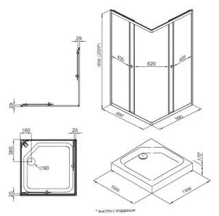 Душевой уголок Triton Вента Щ0000049619 100x100 см профиль хром стекло прозрачное