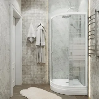 Душевой уголок Triton Стандарт-Полосы Щ0000061805 90x90 см профиль белый стекло с узором