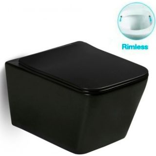 Унитаз подвесной SantiLine SL-5004MB безободковый чёрный матовый