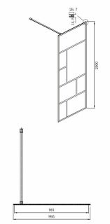 Душевая перегородка Ambassador Walk-in 15031213 100см чёрный/прозрачное