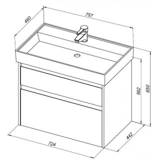 Тумба под раковину Aquanet Nova Lite 287890 75 см дуб серый
